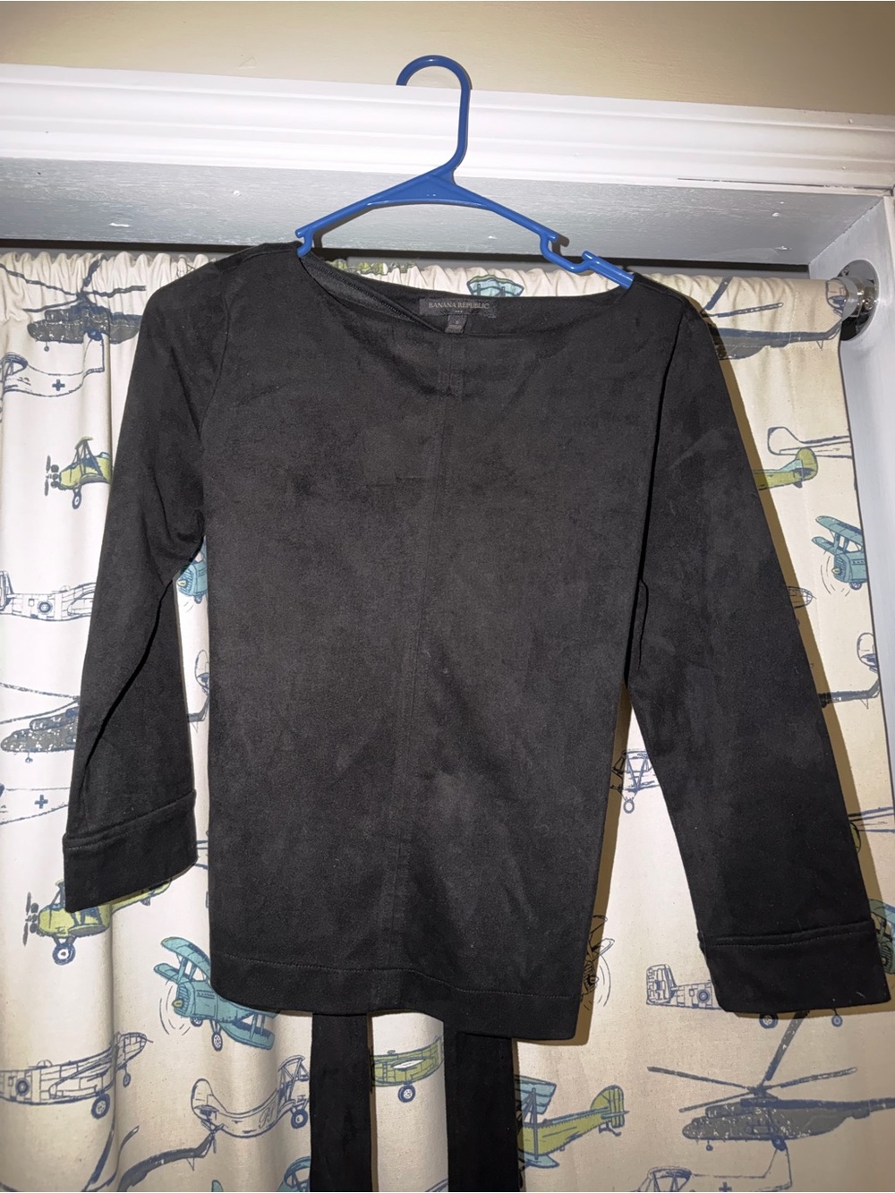 Banana Republic Suede Black Long Sleeve Top